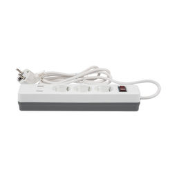 S-GSR3-1,5 U2C1 WHITE/GREY Сетевой фильтр серии Standard, шнур 1,5м (Пвс 3х0,75), 3 гнезда, с/з, 2USB+1TYPE C, 10A, 2500Вт. Белый/серый. TM Uniel