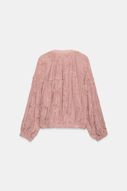 CHAQUETA OVERSIZE ESTRUCTURA FLORES / Rosa pastel - Zara фото 7
