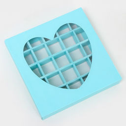 Коробка для конфет 25 шт., голубая, 22×22×3.5 см