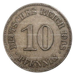 Монета 10 пфеннигов 1908 года Е Германия