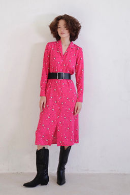 11038 Платье-рубашка с английским воротником малиновое - Martichelli фото 25