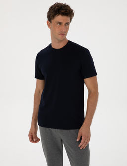 Lacivert Regular Fit Kal_n Dokulu Bisiklet Yaka Basic Ti__rt - Pierre cardin фото 3