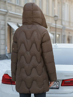 Куртка зимняя женская с капюшоном модная темно-коричневого цвета 7653TK Бренд: Visdeer  фото 24