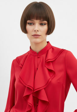 Блузка с отлетными рюшами OD-914-4 красный