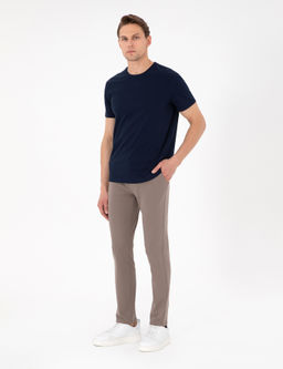 Lacivert %100 Pamuk Slim Fit Bisiklet Yaka Basic Ti__rt - Pierre cardin фото 4