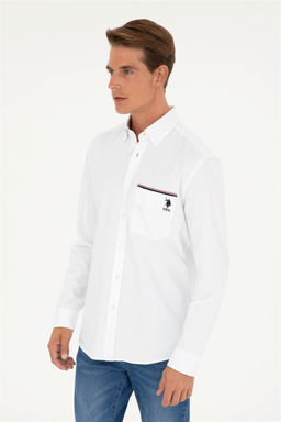 U. S. Polo Assn / Мужская белая рубашка с длинным рукавом