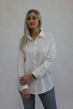 Блуза рубашка умягченный лен 100% - Елецкие узоры фото 2