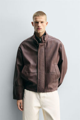 LEATHER EFFECT TEXTURED JACKET - Zara фото 2