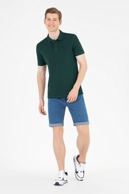 Мужская темно-зеленая футболка с воротником поло Basic - U.s. polo assn фото 5