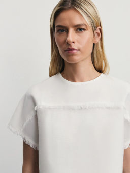 Блузка из вискозы и льна с бахромой / Zarina  фото 6