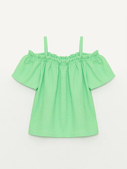 Kare Yaka K?sa Kollu K?z ?ocuk Crop Ti??rt