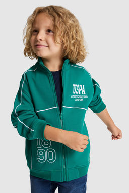 Erkek Гocuk Koyu YeЕil FermuarlД Sweatshirt