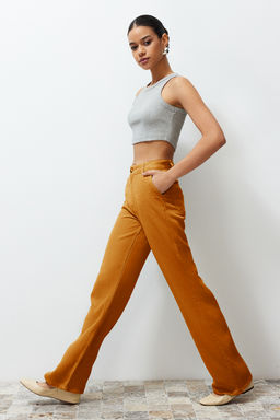 Bej More Sustainable %100 Tencel Dusuk Bel Wide Leg Jeans TWOSS23JE00219 - Trendyolmilla фото 13