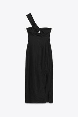 ASYMMETRIC CUT-OUT MIDI DRESS WITH LINEN BLEND - Zara фото 12