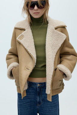 100% LEATHER DOUBLE-FACED SHORT COAT - Zara фото 2