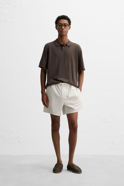 COTTON-HEMP STRIPED BERMUDA SHORTS