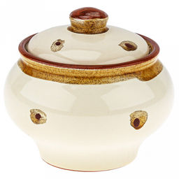 Горшок для жаркого керамический Русский 0,33л, д11,2см, h9,5см, Карамель, с крышкой (Россия)