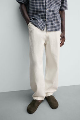 PANTAL?N CARPINTERO RELAXED FIT / Blanco roto - Zara фото 5