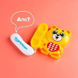 Музыкальный телефон детский «Мультифон: Весёлый мишутка», русская озвучка, работает от батареек, цвет жёлтый