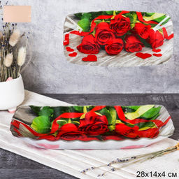 Блюдо прямоугольное глубокое 28 см / S440611W Y044 GREY /уп 36/ цветная коробка