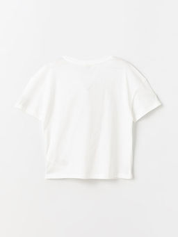 Bisiklet Yaka Bask?l? K?sa Kollu K?z ?ocuk Ti??rt - Waikiki фото 2