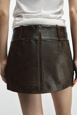 FALDA CORTA PIEL 100% ZW COLLECTION LIMITED EDITION / Marr?n - Zara фото 7