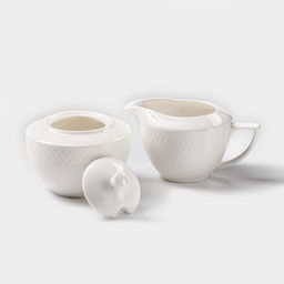 Набор сервировочный Wilmax «Юлия Высоцкая», 2 предмета: сахарница 340 мл, молочник 280 мл, фарфор, белый