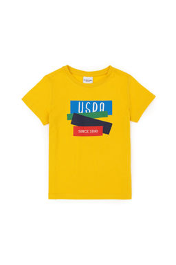 Футболка U.S. Polo Assn для мальчиков с круглым вырезом шафрановая из хлопка  фото 4