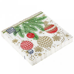 Салфетки бумажные "Bouquet Home Collection Classic" 33х33см, 3-х слойные, 20 штук в упаковке, 100% целлюлоза, "Елочные украшения-2" (Россия)