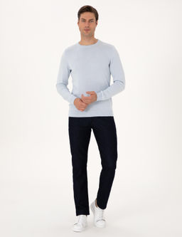 A__k Mavi Slim Fit Bisiklet Yaka Basic Triko Kazak - Pierre cardin фото 4