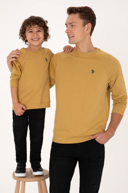 Erkek Regular Fit Bisiklet Yaka Hardal _nce Basic Sweatshirt Sepette S_rpriz _ndirim