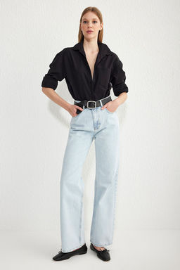 Ac?k Mavi Yuksek Bel Wide Leg Jeans TWOSS25JE00092