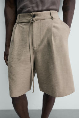 BERMUDA RELAXED FIT PLIEGUES CINTUR?N / Negro - Zara фото 5