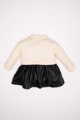 Платье с длинными рукавами и принтом для маленьких девочек - Defacto фото 4