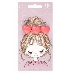 Заколка для волос зажим, арт. 71768 / 10 СЕРДЕЧКИ (в наборе: 1шт., 6,5 см, черный металл, полиэфир