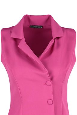 Fusya Dugme Detayl? Kolsuz Dokuma Mini Ceket Elbise TWOSS19AP0280