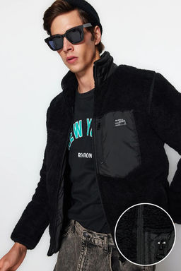 TRENDYOL MAN Siyah Regular Fit Etiket Detayl? Welsoft Pelus K?sl?k Mont TMNAW24MO00007