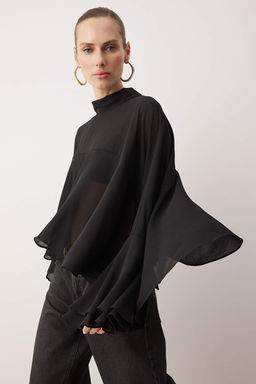 Koyu Kahverengi Volanl? Astars?z Boho Dokuma Bluz TWOAW26BZ00203 - Trendyolmilla фото 5