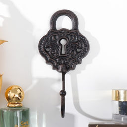 Крючок настенный чугун «Ажурный замочек», ключница декоративная, 8×5×17 см