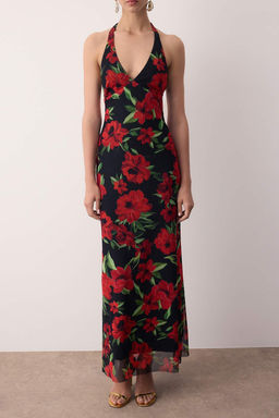 K?rm?z?-Cok Renkli Astarl? Tul Abiye Elbise TPRSS25AE00192 - Trendyolmilla фото 10