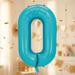 Шар фольгированный 32/81см "Цифра "0" (голубой)