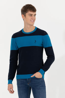 U. S. Polo Assn Мужской темно-синий трикотажный свитер с круглым вырезом