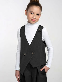 Синий школьный жилет для девочки Mooriposh, модель 1121 фото 8