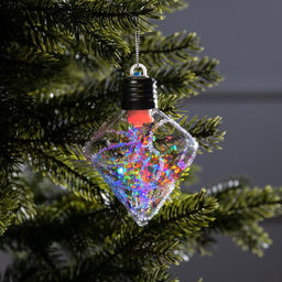 Ёлочный шар Морозный кристалл, 11х7.5 см, 1 LED, от батареек, свечение RGB - Luazon lighting фото 3
