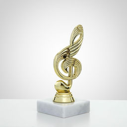 Кубок Скрипичный ключ, подставка камень белая, 18,5 х 6,5 х 6,5 см - Командор фото 3