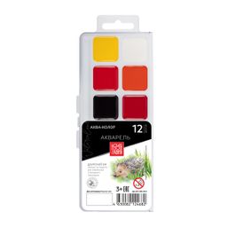 Краска акварель Аква-колор Изостудия медовые, без кисти в пластиковой упаковке с европодвесом IZO-W12 12 цв