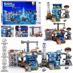 Трек  "Космическая станция" (свет, звук, 4 машины металл) в коробке