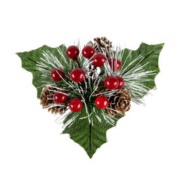 Blumentag VDF-138 Веточка хвойная с шишками и ягодами 3 х 1 шт. 16 см 01  фото 4