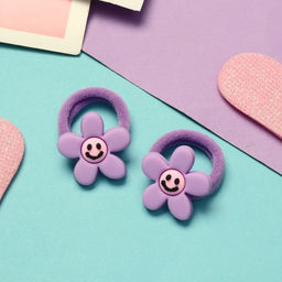 Цена за 6 шт. Резинки для волос «Крошка», набор 2 шт., цветочек, 3 см, сиреневые
