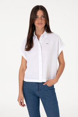 Kad_n Beyaz _izgili K_sa Kollu G_mlek Sepette S_rpriz _ndirim